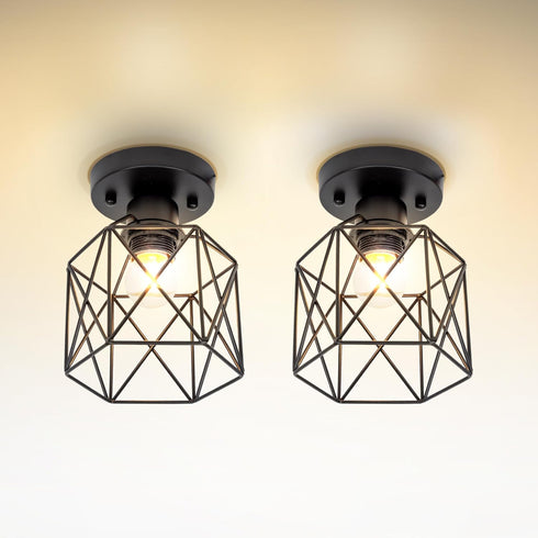 ASD Black Semi Flush Mount Ceiling Light Fixture - 5.7" E26 120V