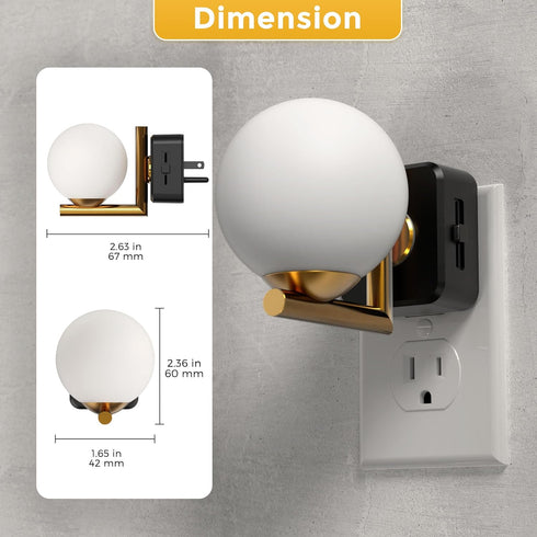 2 Pack, 3000K 0-100LM L LOHAS LED Night Lights Plug Into Wall Dusk to Dawn Sensor, Nightlight, Adjustable Brightness