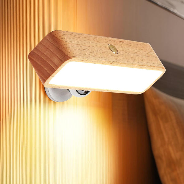 Moroommt Wood Wall Sconces Battery Operated, Rechargeable Wall Lights Battery Operated, Stick On