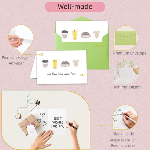 JYfeel 1TA4 Funny Baby Shower Card-Pregnancy Announcement & New Baby Congratulations-Funny New Born Card-Welcone new
