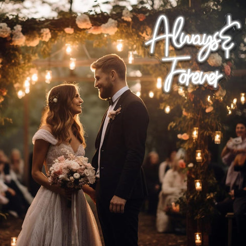 15.4x12.6 inches Ineonlife Always Forever Neon Sign for Wall Decor Love Oh Baby White Letter LED Lights for Wedding