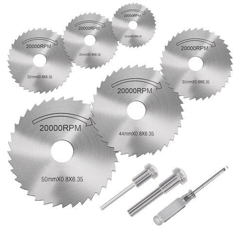 Cutting Wheel Set for Drills, 8Pcs HSS Rotary Tool Saw Blades with 1/8" Mandrel and Screwdriver