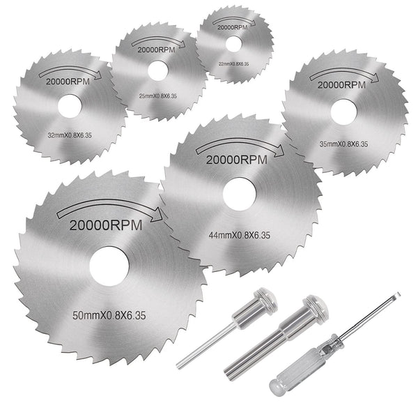 Cutting Wheel Set for Drills, 8Pcs HSS Rotary Tool Saw Blades with 1/8" Mandrel and Screwdriver
