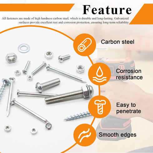 maierke 1680 Kit,M3/M4/M5/M6 Nails,#6#8 Set 1/2 2") PCS High Hardness Screw Bolts and Nuts & Nails & Wood Screws