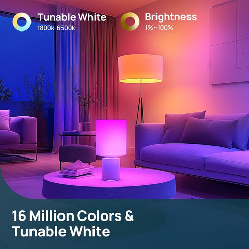 Bulbs, A19 Bulb 1100LM(75W E26 Bulbs 2.4GHz 11W, 4Pack Linkind Smart Light Smart - Equivalent), Compatible with Alexa