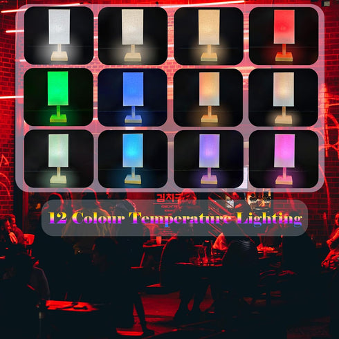2 E26 Bulb, Dimmable, Wireless Bedside Table Lamp with Pcs RGB Rechargeable Battery Remote Control, Timer, Cylindrical