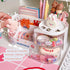 Kawaii Stationery Storage Box, Makeup Organizer with 2 Drawers and 5 Compartments for Teen Girls