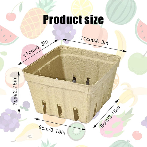 60 Pack (60 Pack) Natural Pulp Fiber Berry BasketSmall Molded Produce Vented Basket Kitchen Supplies for Strawberry