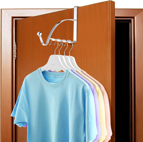 2 Pieces Over Door Hooks - Sturdy Valet Hanger for Clothes, Coats, Towels, Hats, Scarves, Keys (Silver)
