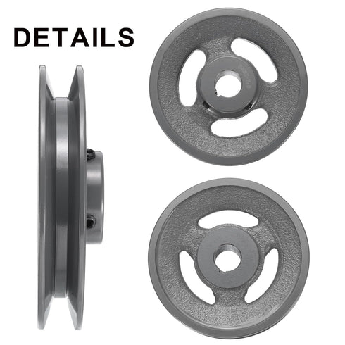 uxcell BK55-7/8 V-Belt Sheave, 7/8" Bore 5.25" OD Single Groove Cast Iron Sheave for 3L or B Belt