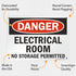 SmartSign "Danger - Electrical Room, No Storage Permitted" Sign, 10" x 14" Plastic