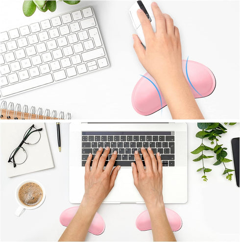 Dapesuom Ergonomic Memory Foam Mouse Wrist Rest, PU Leather Hand Rest Pad Cushion for Gaming, Pink