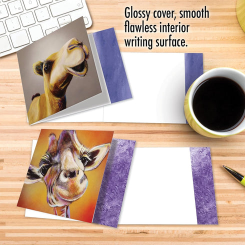 The Best Card Company 20 Bulk Animal Note Cards Blank (4 x 5.12 Inch) - Fun Assorted Notecards with Envelopes