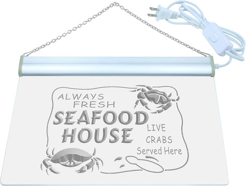 12 8.5 Inches st4s32-j443-p ADVPRO Seafood House Fresh Crabs Display LED Neon Sign Purple x