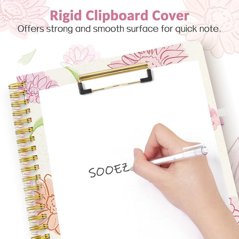 Sooez Clipboard Folio with Refillable Notepad, Clipboard Folder with 10 Storage Pockets for Letter Size, Cute Portfolio