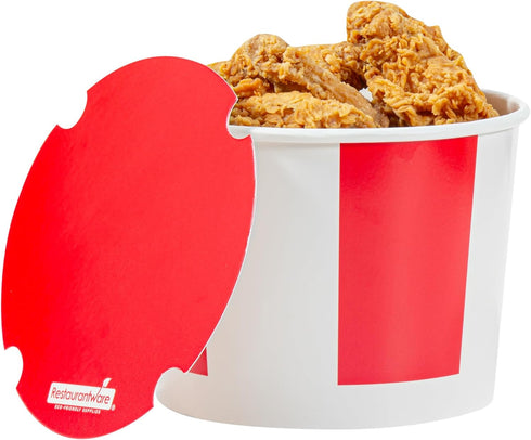 64 25 Restaurantware-Bio Tek Ounce Chicken Buckets With Lids, Greaseproof Paper Chicken Buckets - Vented Lids