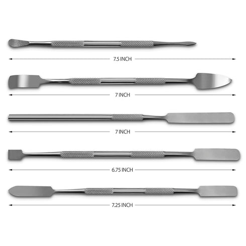 5 Set SURGICAL ONLINE Metal Spatula pcs Kit Tools - Stainless Steel Double-Sided Tools, High Mirror Finish, Built