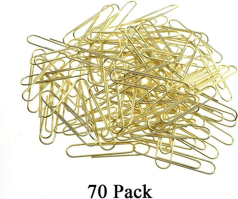 HAHIYO Large Paper Clips, 70 Pack, 2 inches Length, Heavy Duty Tight Grip, Rust Proof Reusable Metal Bright Gold