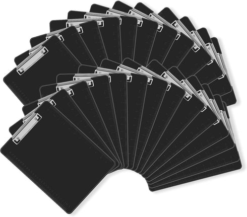Black Clipboards, PANDRI 26 Pack Plastic Black Clipboards with Low Profile Clip, 12.5 x 9 Standard Letter Size for