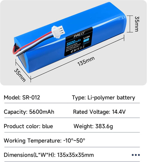 5600mAh Replacement Battery for Proscenic M7 Pro, M7 Max, M8 Pro, Lydsto R1, AIRROBO T10+, and Other Robot Vacuum