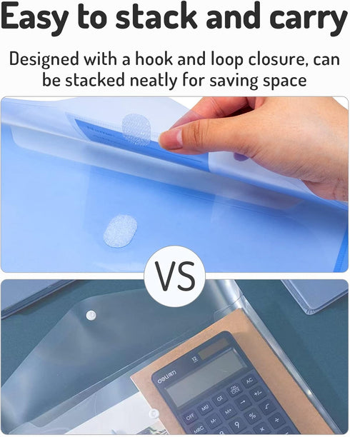 Forvencer Binder Pocket, 24 Pack Super Heavyweight Poly Binder Pocket with Hook and Loop Fasteners Closure, Letter