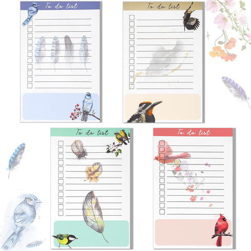Fumete 4 Pack Bird Lover Gifts for Women - Sticky Notes Bird to Do List, 200 Sheets Christmas Cardinal Gifts for Women