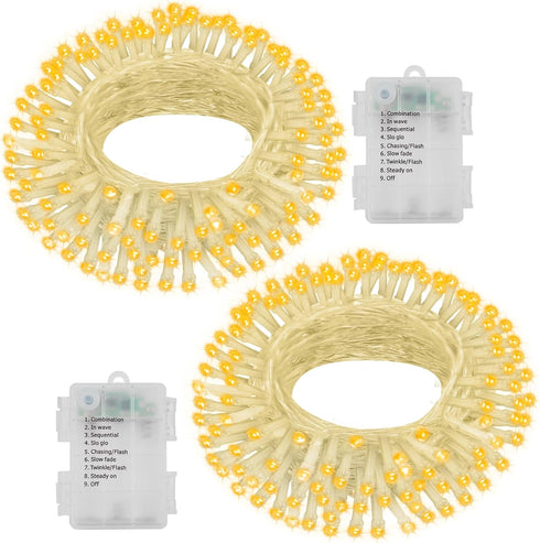 2 Pack 23ft 70 LED String Lights Battery Operated, Fairy Twinkle Lights with Timer 8 Modes Clear Wire for Wedding Party