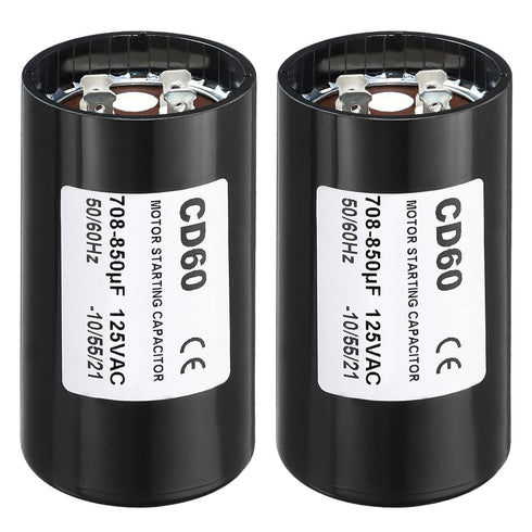 PATIKIL Motor Start Capacitor, 2 Pack, 708-850uF/Mfd, 125V, 50/60Hz, CD60 Run Capacitor