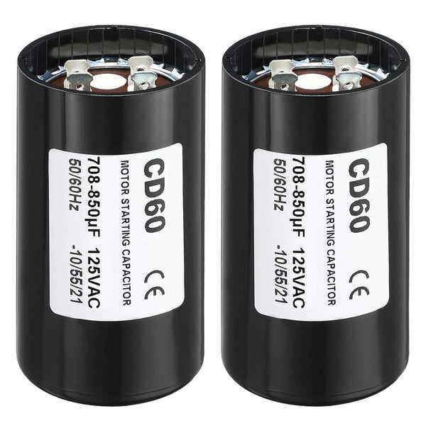 PATIKIL Motor Start Capacitor, 2 Pack, 708-850uF/Mfd, 125V, 50/60Hz, CD60 Run Capacitor
