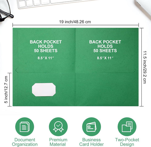 Harloon 75 Pack Two Pocket Portfolio Folders, 8.5 x 11 Inches, Textured Paper, Letter Size for Office School
