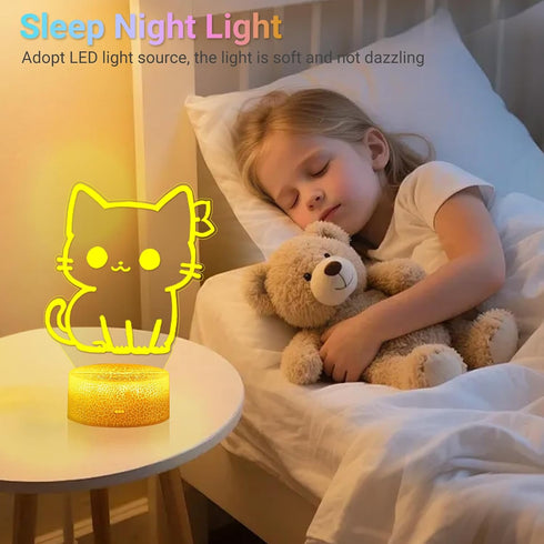 Glowix 16 Dimmable Cat Night Light, Cute Night Light, Color Change Decor Lamp, Touch & Remote Control Sleep Light, Kids