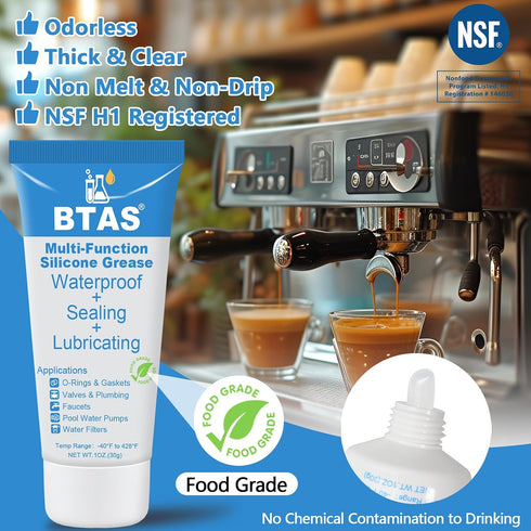 1 oz 1 BTAS Plumbers Silicone Grease Food Grade for Faucet O Ring Valve Rubber Pool Pump Lubricant Sealing Waterproof