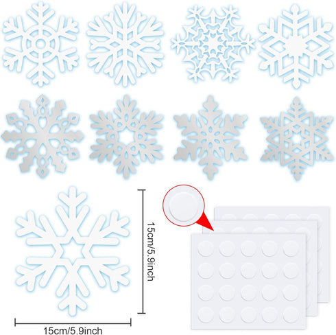 Zonon 45 Pieces Snowflake Cutouts - Winter Christmas Paper Decorations with Glue Point Dot for Home Class Office Decor