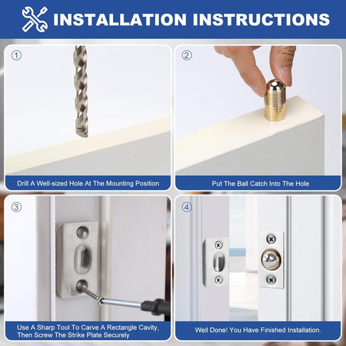 fitoon 2 Closet 0.98-inch PCS Ball Catch for Top of Door, Door Ball Catch, Latches Replacement by , Equipped with a