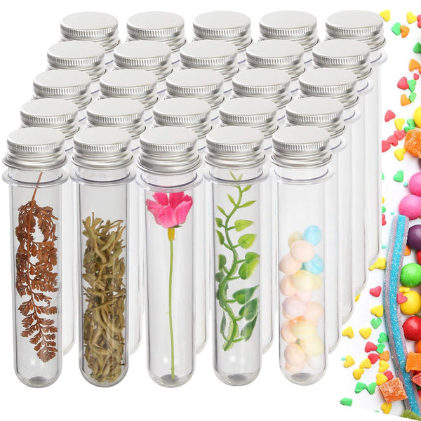 60Pack Plastic Test Tubes with Caps, 45ML Bottles Clear Bath Salt Tubes,