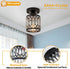 Wuhuyipi Crystal Black Ceiling Lights Modern Semi Flush Mount Ceiling Light Fixture,Farmhouse Rustic Chandelier