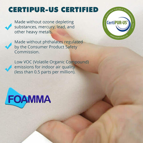 Foamma 2-Pack 2" 18" 18" x x High Density Upholstery Foam - Chair Cushion Square Foam for Dining Chairs, Wheelchair
