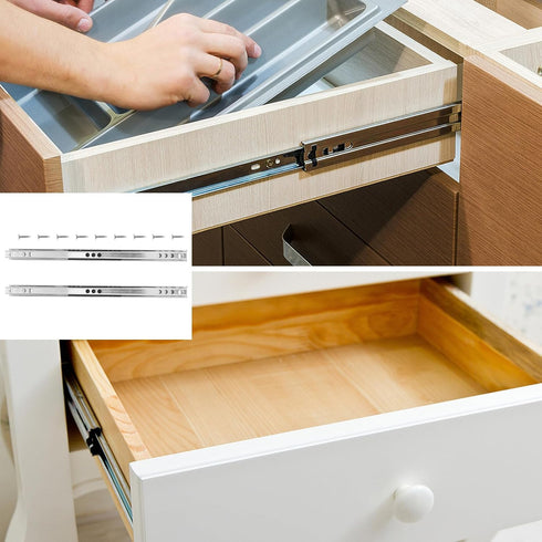 2pcs 17mm 246mm Wide Miniature Drawer Slide Rail, Steel Ball Bearing Cabinet Slide, Dual-Direction Furniture Rail