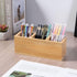 Wood Pencil Holder - Rustic 3 Compartment Desk Organizer for Home, School, and Barbershop