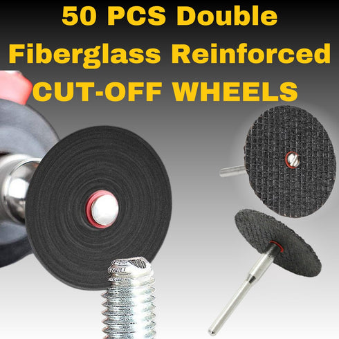 Drilax Rotary Tool Cutting Discs, 50 Pcs Cut Off Wheels, Double Fiberglass Reinforced Tool Set with 4 Mandrels