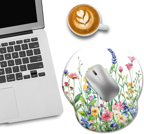 Flower Ergonomic Mouse Pad with Wrist Rest, Non-Slip PU Base, Cute Office Desk Decor, Gaming Mouse Pad with Wrist