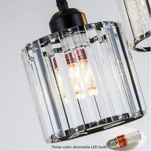 Meimond 1 Bulb Crystal Pendant Lights Black Light Cluster Ceiling,Modern Hanging Light Fixture for Kitchen