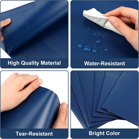 Fulmoon 48 Pack Plastic Folders, Heavy Duty File Folders with 2 Pockets, Fit Letter Size Paper, Navy Blue