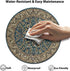 Wknoon Retro Blue and Beige Floral Print Art Round Mouse Pad, Vintage Oriental Persian Design Cute Circular Mat