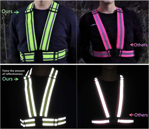 2 Pack High Visibility Reflective Safety Vests, Adjustable & Elastic Hi Vis Running Gear