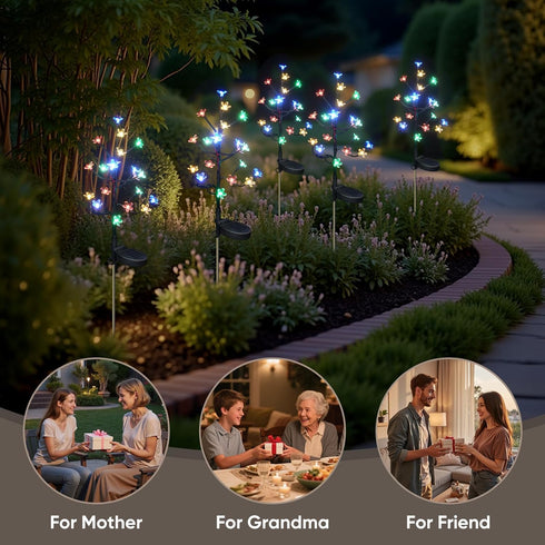 Decorative,2Pack 2Modes Solar Garden Lights Outdoor Waterproof,Garden Decor Solar Flowers For Outside Solar Powered