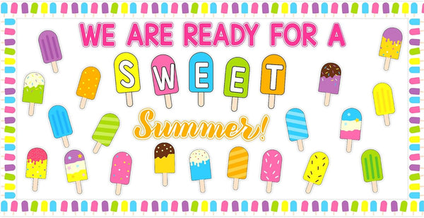 Summer Ice Pop Bulletin Board Set, Colorful Popsicle Cutouts for Sweet Summer Classroom Decorations