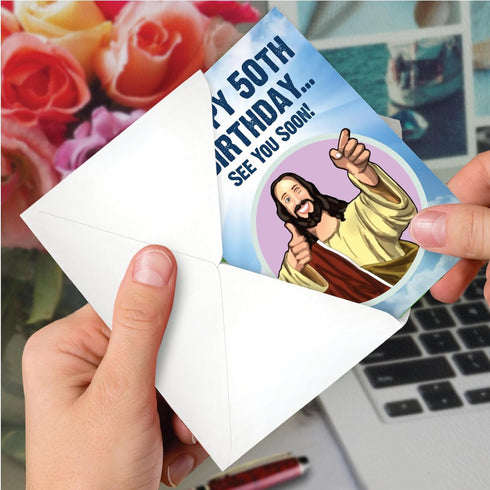 NobleWorks Funny 50th Milestone Birthday Greeting Card with 5 x 7 Inch Envelope, See You Soon 50