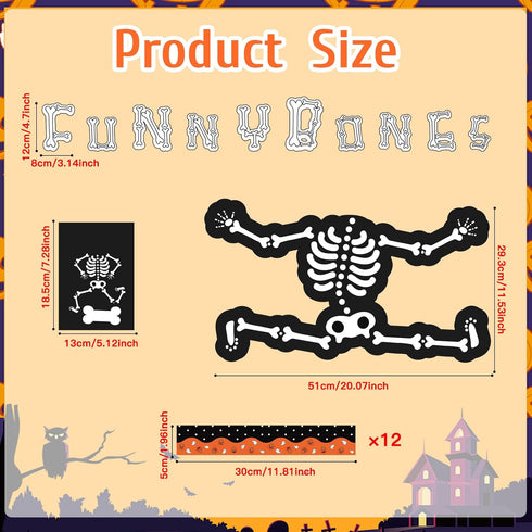 Halloween Classroom Bulletin Board Decoration Set, Funny Bones Bulletin Board Skull Cutouts for Decor