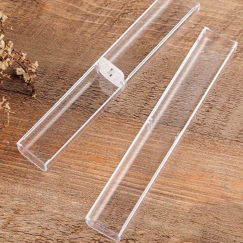 Lvcky 8Pcs Plastic Clear Ballpoint Pen Gift Box - Empty Bulk Case Collection Set for Business School
